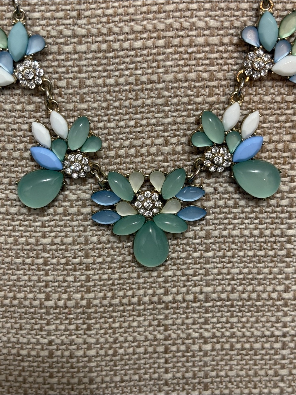 Statement Pastel Floral Necklace and Earrings Set - Mint, Light Blue & White - Picture 7 of 8